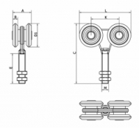 Vozík zavěšených dveři 4 SAK Cais