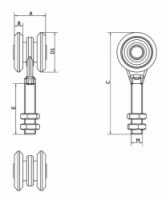 Vozík zavěšených dveří 2 SBK Cais zapouzdřená ložiska