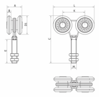 Vozík zavěšených dveří 4 SCF Cais