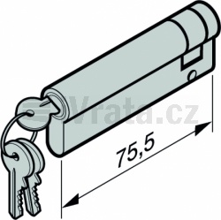 Profilová půlcylindrická vložka, 65,5 + 10 mm, 2 klíče s M5 × 35, sekce 80mm