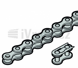 Válečkový řetěz se spojovacím článkem pro dvojitou pružinovou hřídel, L = 1346 mm, 105 článků