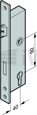 Panikový zámek 40 / 92 / 9 pro boční a integrované dveře, mechanicky samozamykací se západkou a závorou, E, PZ