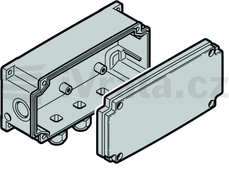 9.83 Krabice SKS vnitřní IP66, s neprůhledným víkem a sadou šroubů, na kolejnici