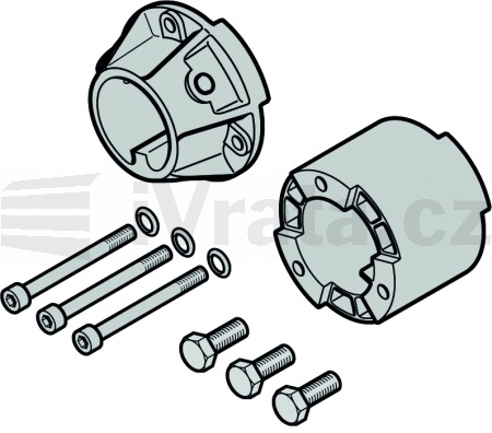Spojka ozubená s distanční vložkou pro sekční vrata Basic s dutou hřídelí, kování N