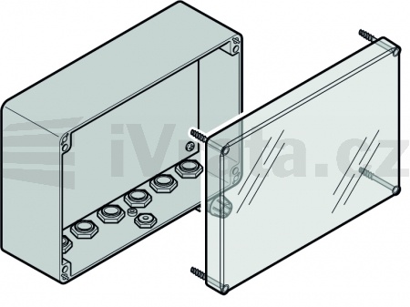 9.89 Krabice SKS vnější, IP66, s průchodkami, rozměry: (š × v × h) 200 × 150 × 61, 3
