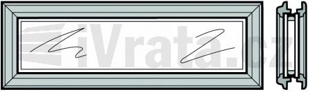 Kompletní sendvičové zasklení, typ D pro dvoustěnné vratové sekce 42 mm, plastový rám, plastové dvojité sklo, čiré, panel L-drážka, Micrograin