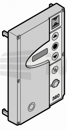 Dvířka krabice řídící jednotky s fóliovými tlačítky a kartou displeje, 360