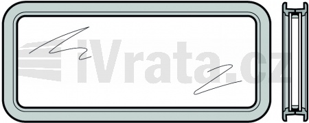 Kompletní sendvičové zasklení, typ A pro dvoustěnné vratové sekce 42 mm, plastový rám, plastové dvojité sklo, čiré, 33 mm, panel L-drážka, Micrograin