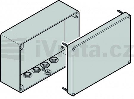 9.88 Krabice SKS vnější, IP66, s průchodkami, rozměry: (š × v × h) 200 × 150 × 61, 2