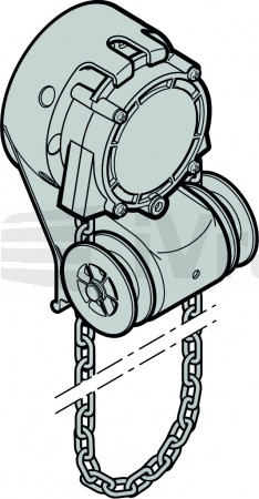 Nouzová ruční převodovka s vychylovací kladkou