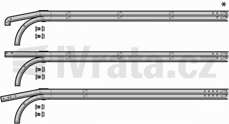 Horizontální pojezdové kolejnice na míru, pravá + levá, pozinkovaná