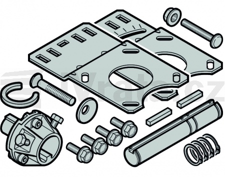 Upevňovací sada na řetězový box 1:0,8 / 1:1 / 1:1,22 pro dutou hřídel, Ø 40 mm s drážkou pro pero 8,2 mm spojka v aglomerované oceli