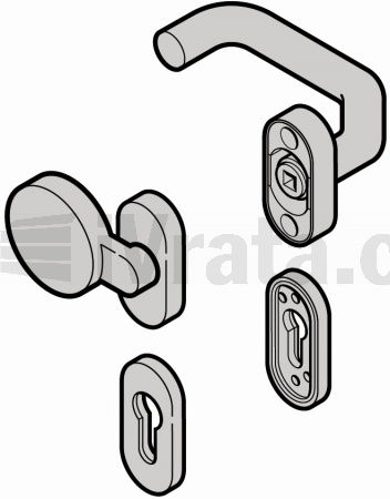 Klika sada (92), klika/ nízká koule, černý plast, neobsahuje čtyřhran, závlačku, panikový čep, RZ