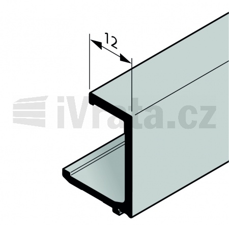 Zasklívací lišta, hliník, pro vedlejší dveře GA012 s pravým sklem, tloušťka výplně 6 mm, elox (max 6000 mm), E6/C35