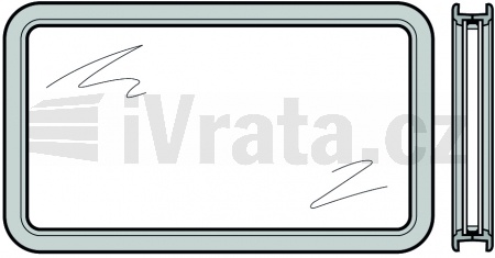 Kompletní sendvičové zasklení, typ E pro dvoustěnné vratové sekce 42 mm, plastový rám, plastové dvojité sklo, čiré, panel S-drážka Stucco