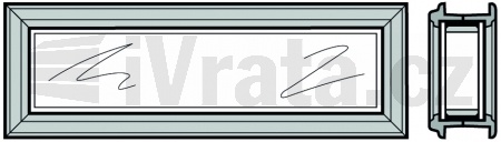 Kompletní sendvičové zasklení, typ D pro dvoustěnné vratové sekce 67 mm, plastový rám RAL 9011, dvojitá tabulka čirá, panel L-drážka, Micrograin