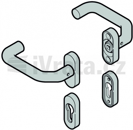 Klika sada (92), klika/klika, neobsahuje čtyřhran, závlačku, panikový čep, hliník, RZ