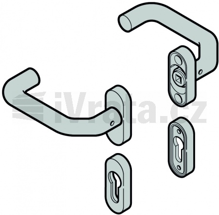 Klika sada (92), klika/klika, neobsahuje čtyřhran, závlačku, panikový čep, leštěná nerez, RZ